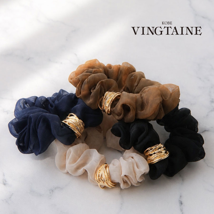 チャーム付き シフォンミニシュシュ 小さめ | VINGTAINE | 詳細画像1 