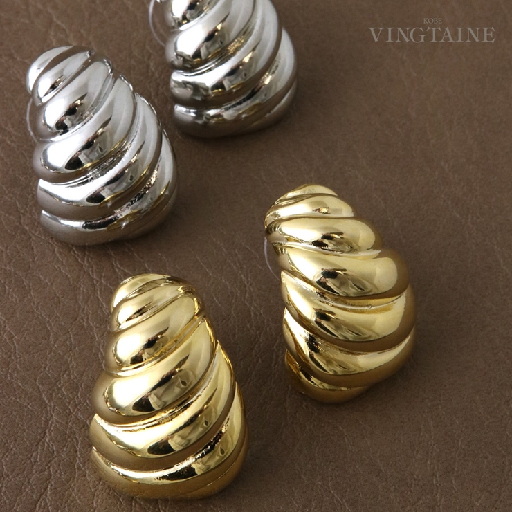 ツイストボリュームメタルピアス ゴールド シルバー | VINGTAINE | 詳細画像1 