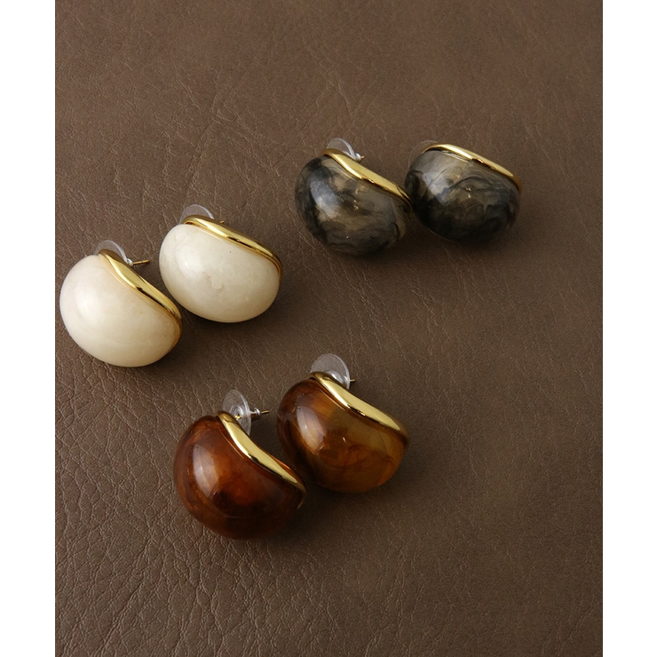 マーブル模様 ボリュームピアス べっ甲風 | VINGTAINE | 詳細画像14 
