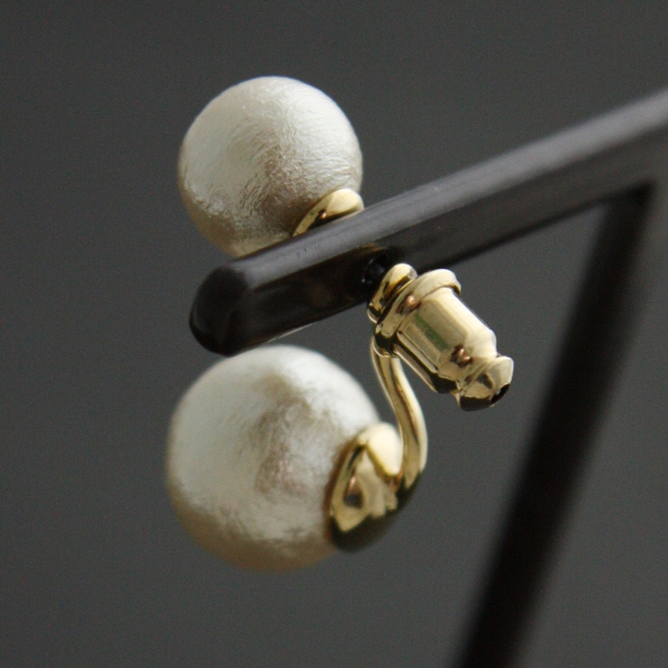 セパレートコットンパールピアス バックキャッチピアス ダブル | VINGTAINE | 詳細画像4 