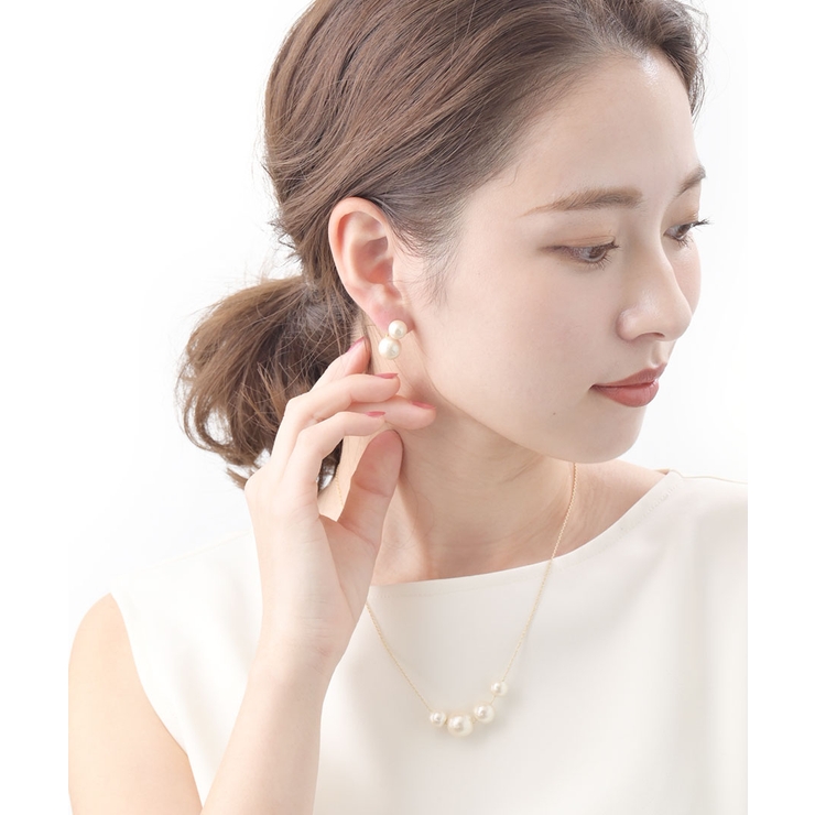 セパレートコットンパールピアス バックキャッチピアス ダブル | VINGTAINE | 詳細画像5 