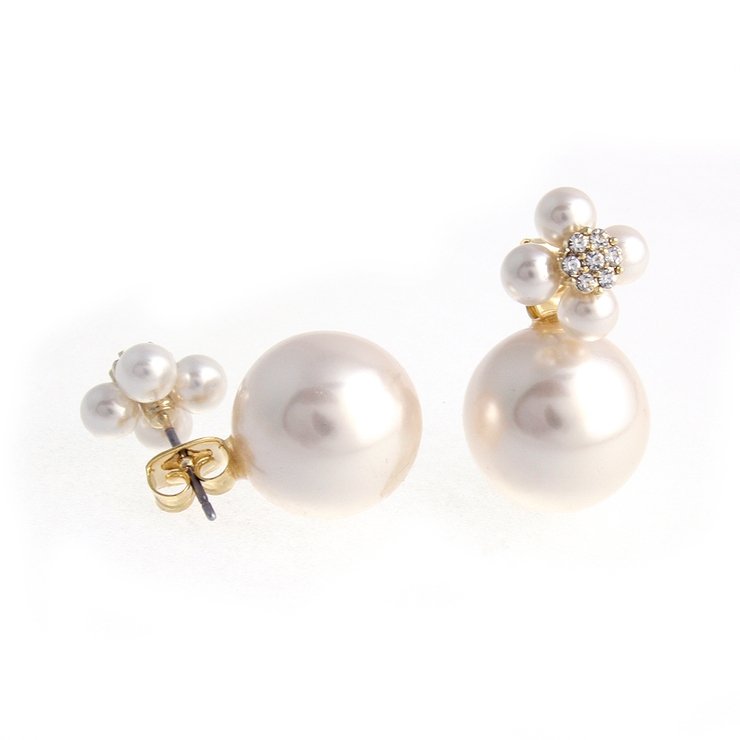 フラワー×パール付きキャッチピアス デザインキャッチ チタンポストP1165 | VINGTAINE | 詳細画像2 