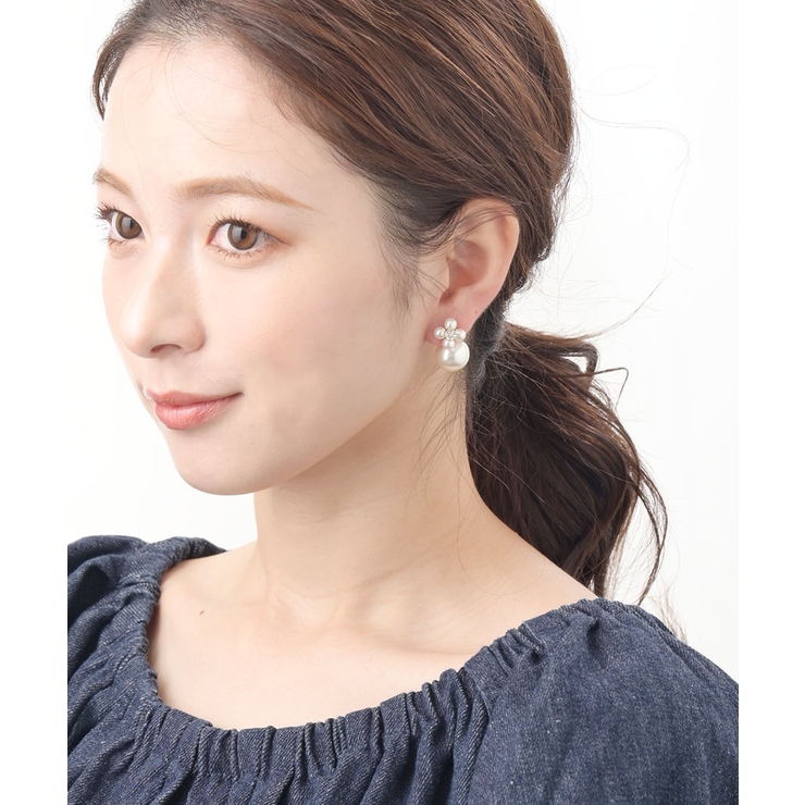 フラワー×パール付きキャッチピアス デザインキャッチ チタンポストP1165 | VINGTAINE | 詳細画像5 