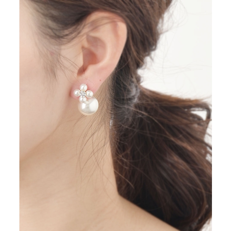 フラワー×パール付きキャッチピアス デザインキャッチ チタンポストP1165 | VINGTAINE | 詳細画像7 