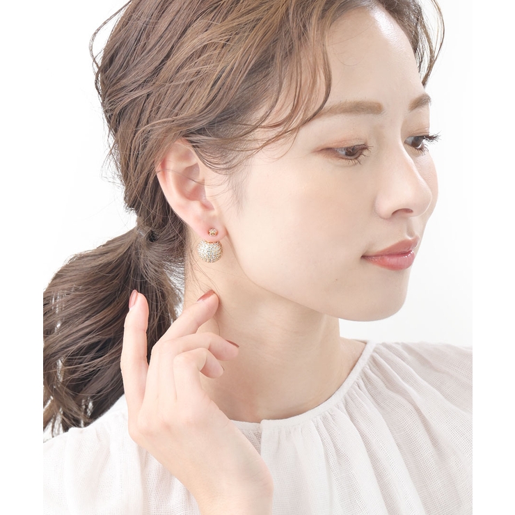 パヴェボールバックキャッチピアス/キュービックジルコニア/2way P1179 | VINGTAINE | 詳細画像6 