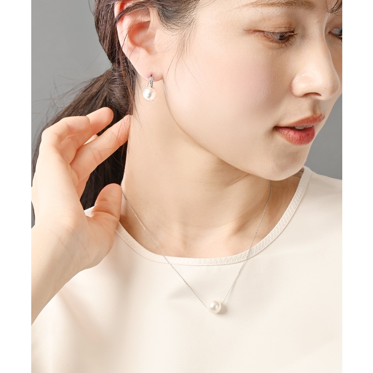 クリスタルパールフックピアス（10mm） シンプル キュービックジルコニア | VINGTAINE | 詳細画像4 