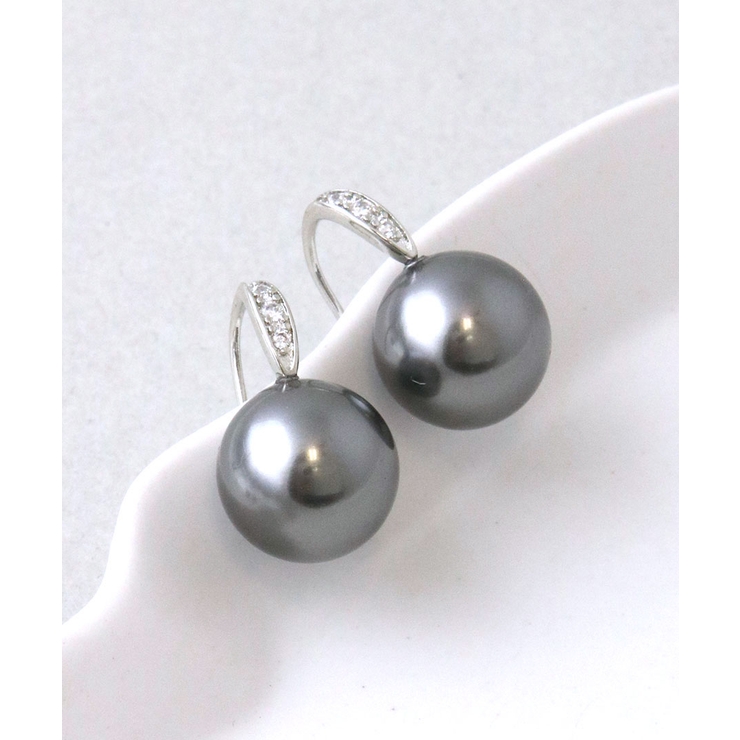 クリスタルパールフックピアス（10mm） シンプル キュービックジルコニア | VINGTAINE | 詳細画像7 