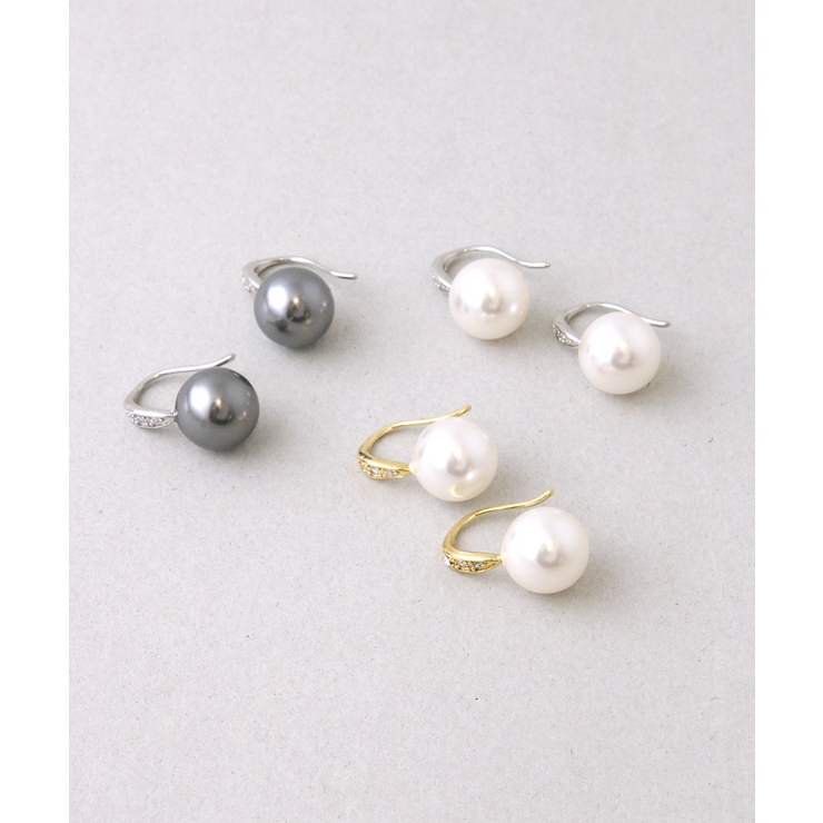 クリスタルパールフックピアス（10mm） シンプル キュービックジルコニア | VINGTAINE | 詳細画像8 