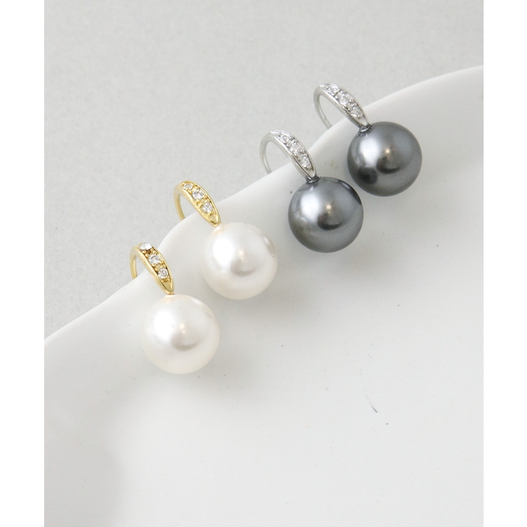 クリスタルパールフックピアス（10mm） シンプル キュービックジルコニア | VINGTAINE | 詳細画像9 