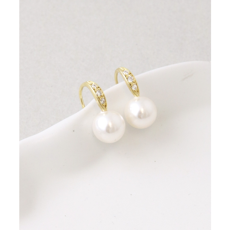 クリスタルパールフックピアス（8mm） シンプル キュービックジルコニア | VINGTAINE | 詳細画像3 