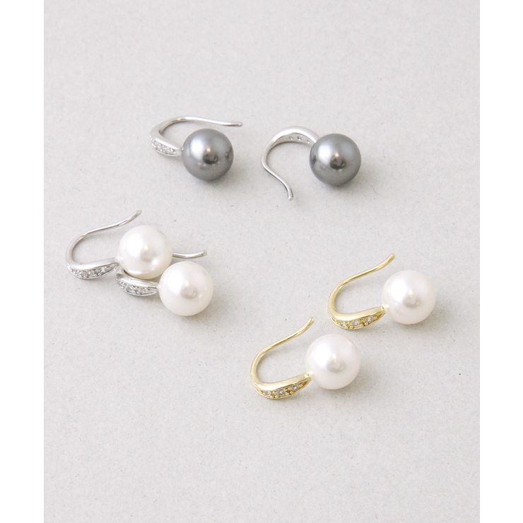 クリスタルパールフックピアス（8mm） シンプル キュービックジルコニア | VINGTAINE | 詳細画像8 