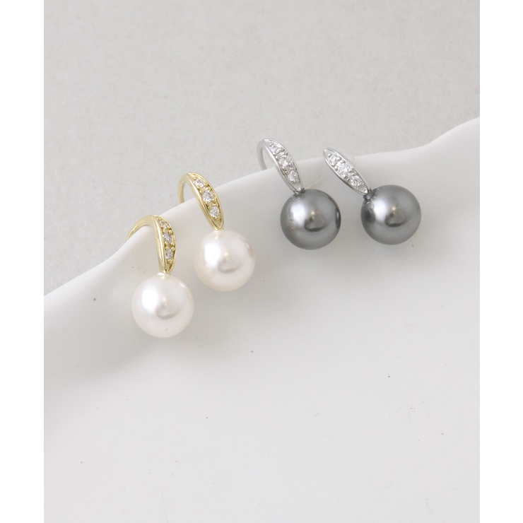 クリスタルパールフックピアス（8mm） シンプル キュービックジルコニア | VINGTAINE | 詳細画像9 