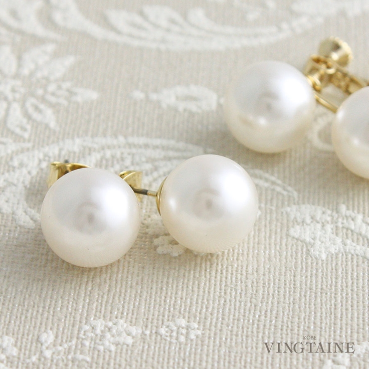 クリスタルパールピアス/イヤリング（10mm）/シンプル P1340 | VINGTAINE | 詳細画像1 