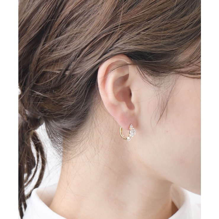 キュービックジルコニアリングピアス/小ぶり/フープピアス/シンプル P1416 | VINGTAINE | 詳細画像5 