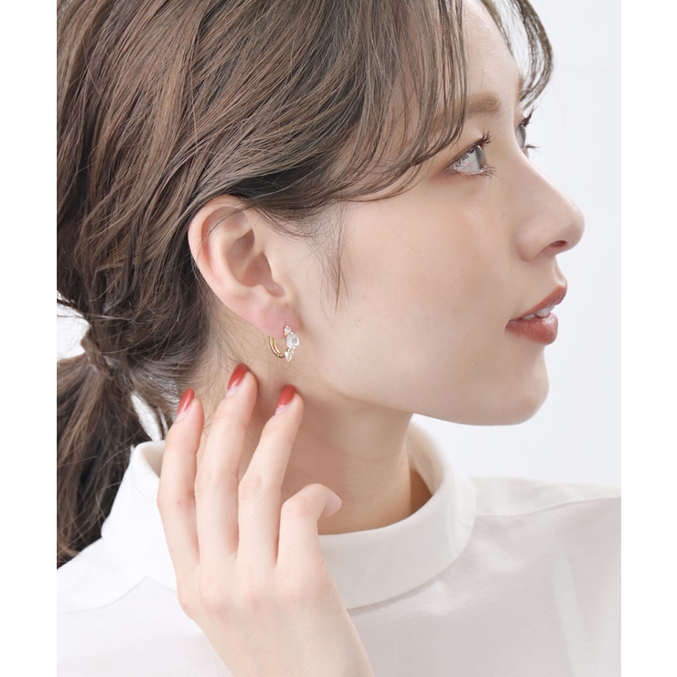 キュービックジルコニアリングピアス/小ぶり/フープピアス/シンプル P1416 | VINGTAINE | 詳細画像7 