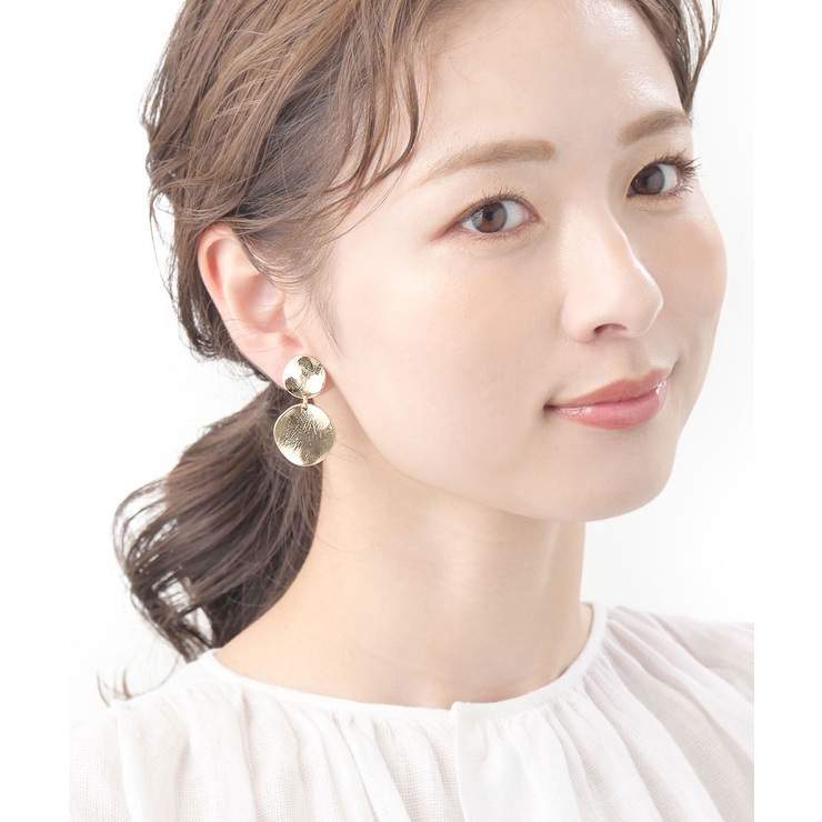 ダブルウェーブプレートピアス/イヤリング/大ぶり P1494[品番