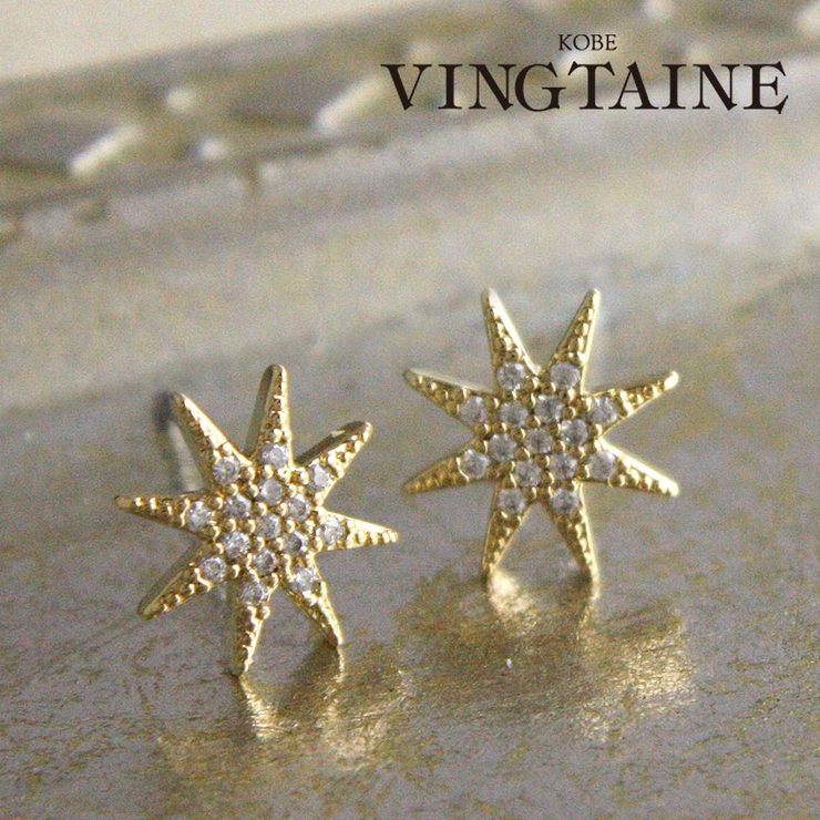ミニスターモチーフピアス キュービックジルコニア 華やか | VINGTAINE | 詳細画像1 