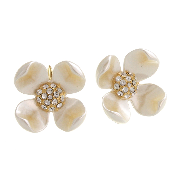 パール調フラワーフックピアス ビジュー ホワイト | VINGTAINE | 詳細画像2 