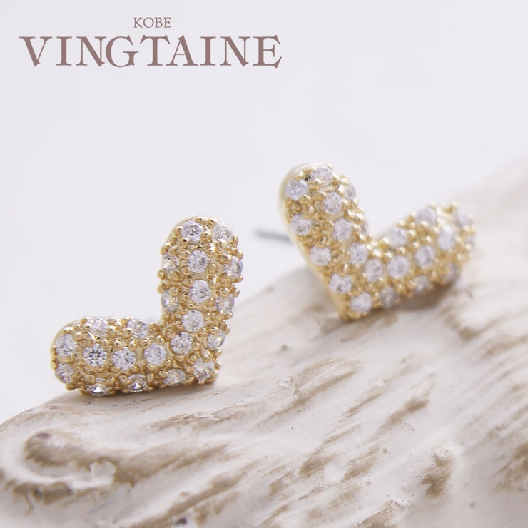 パヴェミニハートピアス イヤリング ネジバネ式 | VINGTAINE | 詳細画像1 