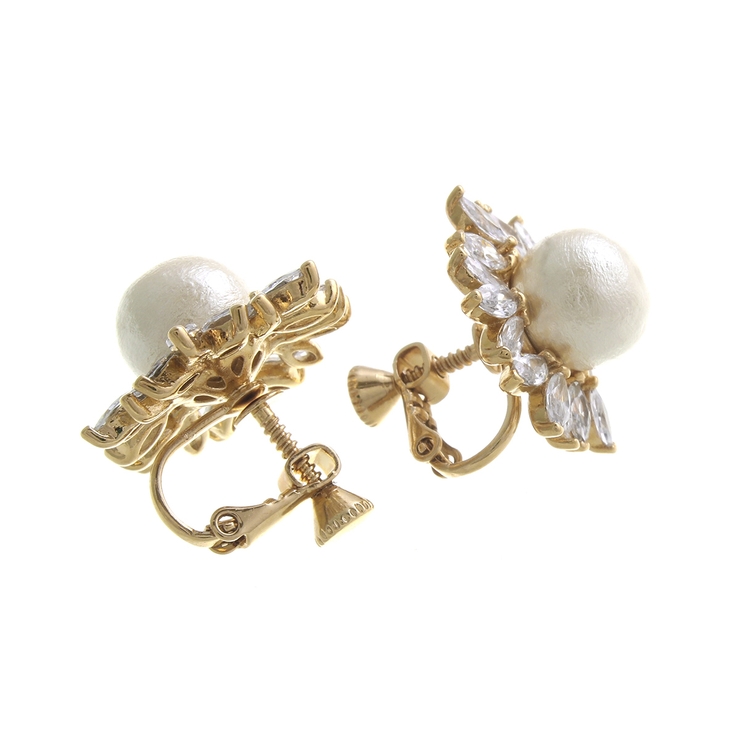 クラシカルコットンパールビジューピアス イヤリング ネジバネ式 | VINGTAINE | 詳細画像3 