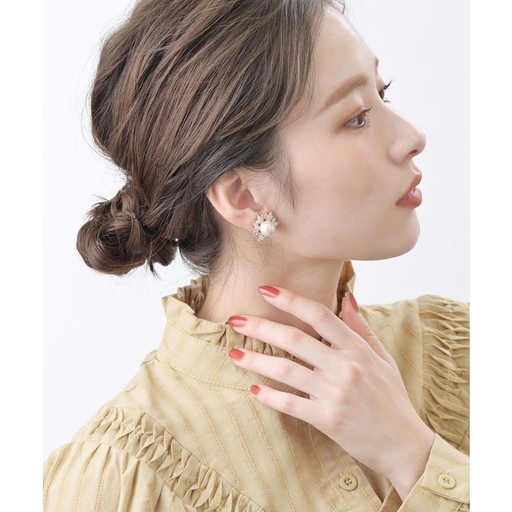 クラシカルコットンパールビジューピアス イヤリング ネジバネ式 | VINGTAINE | 詳細画像4 