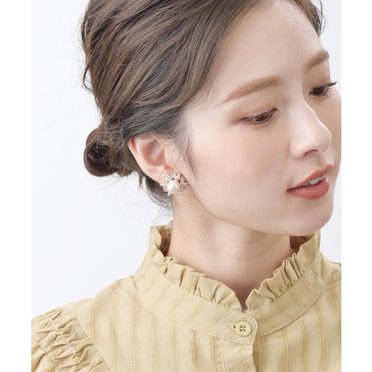 クラシカルコットンパールビジューピアス イヤリング ネジバネ式 | VINGTAINE | 詳細画像5 