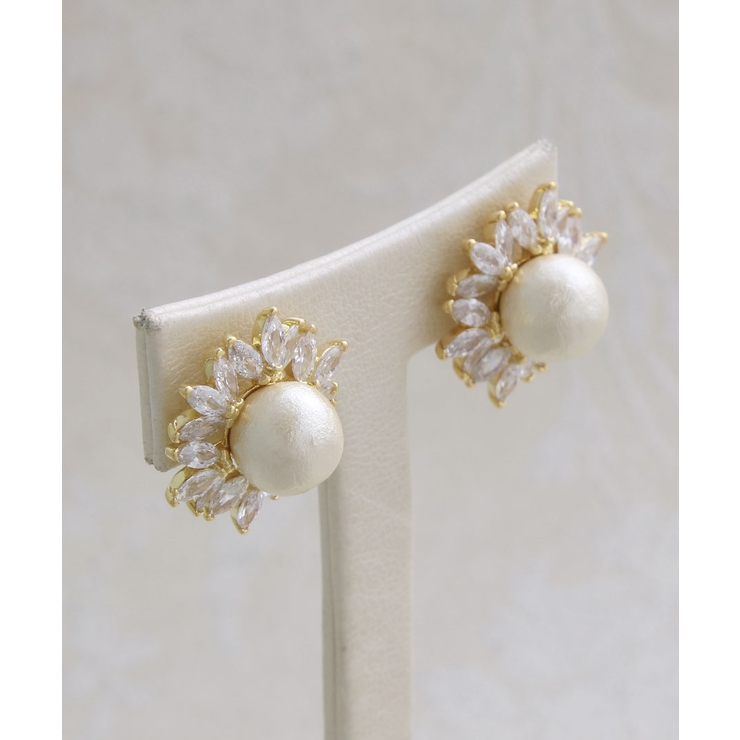 クラシカルコットンパールビジューピアス イヤリング ネジバネ式 | VINGTAINE | 詳細画像6 