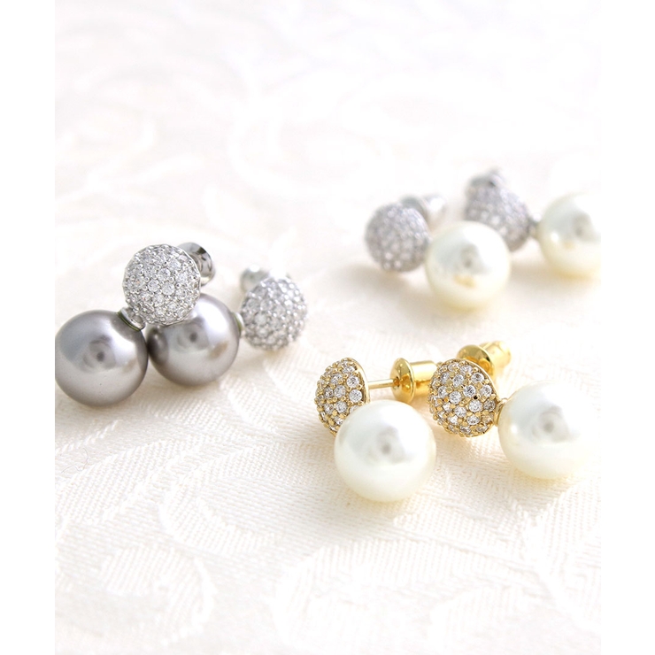 パヴェボール×パールピアス イヤリング 上品 | VINGTAINE | 詳細画像10 