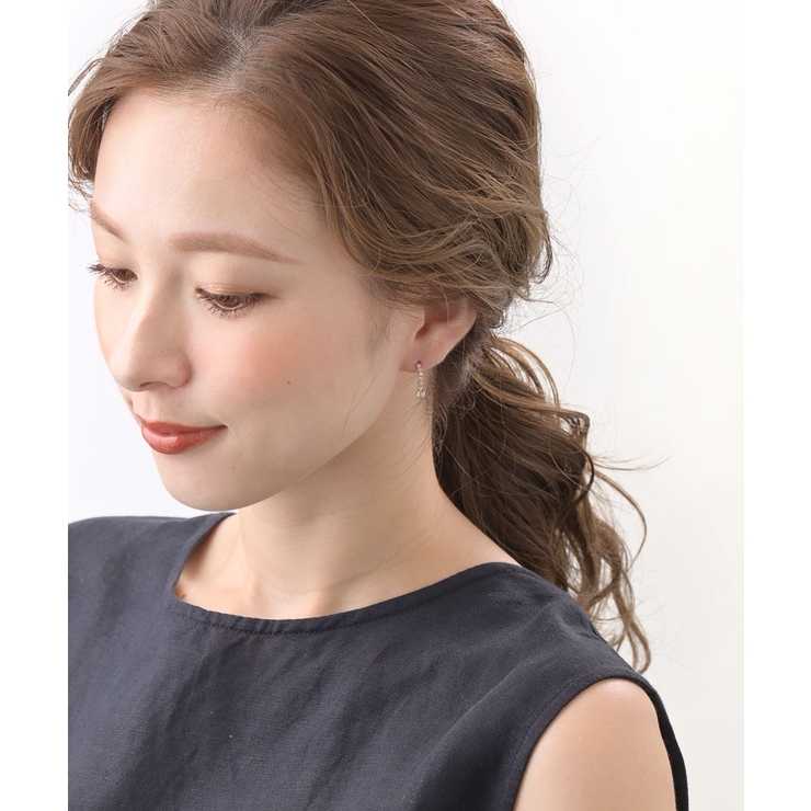 ミニラウンドストーンシンプルピアス キュービックジルコニア 揺れ | VINGTAINE | 詳細画像8 