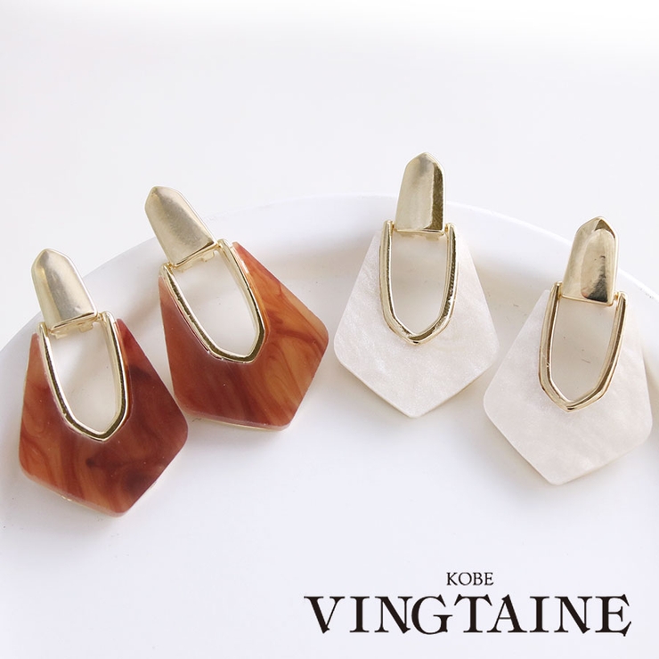 べっ甲風マーブル模様デザインピアス イヤリング 大人っぽい | VINGTAINE | 詳細画像1 