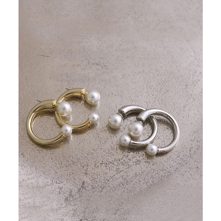 パール×ハーフフープキャッチピアス 変形ピアス 個性的 | VINGTAINE | 詳細画像7