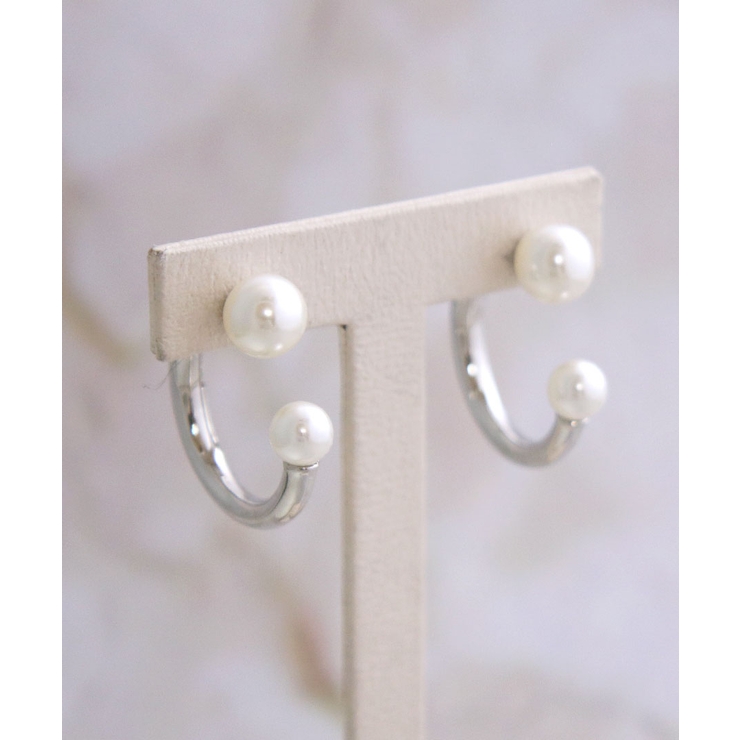 パール×ハーフフープキャッチピアス 変形ピアス 個性的 | VINGTAINE | 詳細画像10