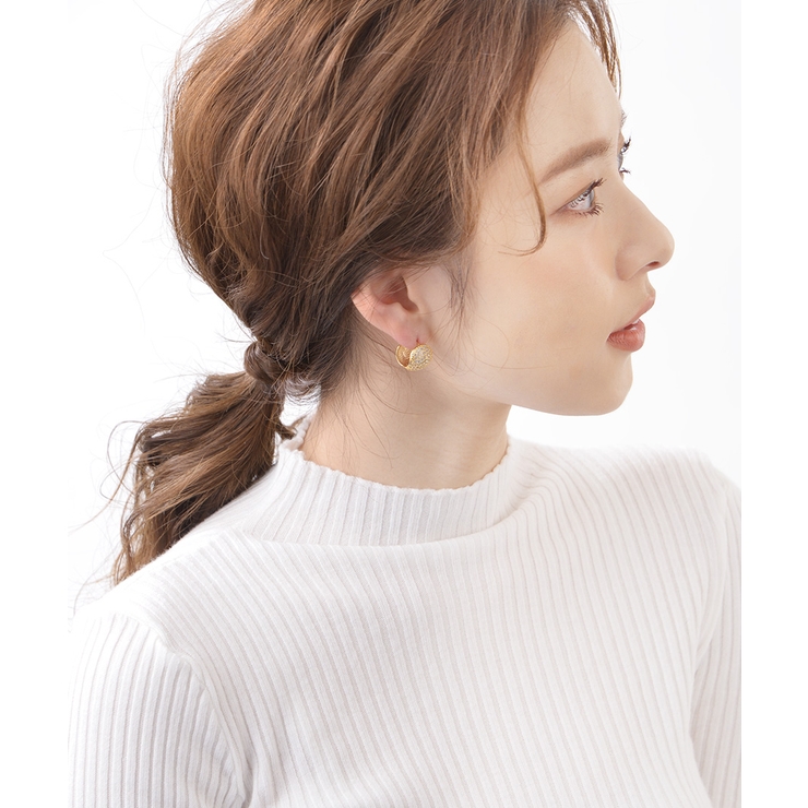 パヴェメタルボールピアス キャッチレスピアス キュービックジルコニア | VINGTAINE | 詳細画像7 