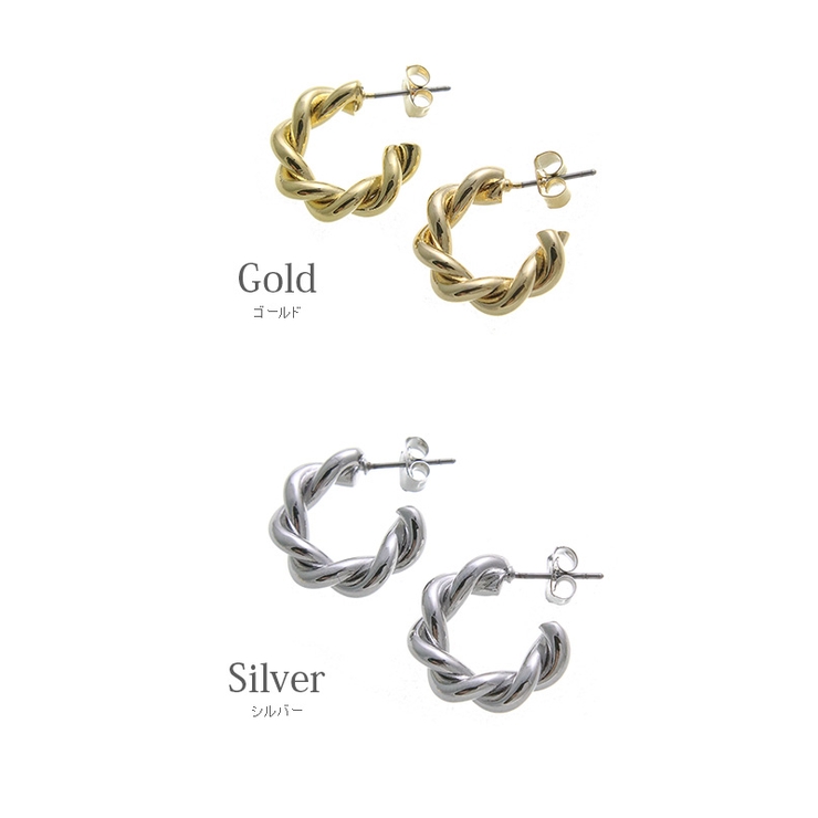 ツイストハーフフープピアス リングピアス 編み込み | VINGTAINE | 詳細画像2 