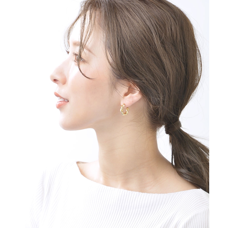 ツイストハーフフープピアス リングピアス 編み込み | VINGTAINE | 詳細画像7 
