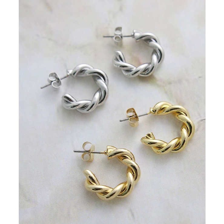 ツイストハーフフープピアス リングピアス 編み込み | VINGTAINE | 詳細画像10 