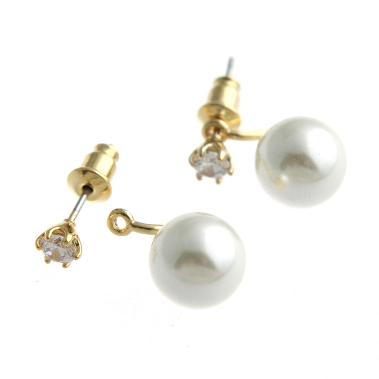 一粒パール×キュービックジルコニアピアス バックキャッチピアス キュービックジル… | VINGTAINE | 詳細画像3 