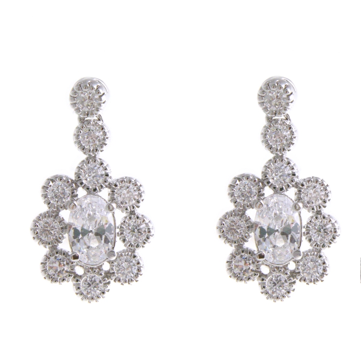 オーバル型ビジューピアス キュービックジルコニア ステンレスポスト | VINGTAINE | 詳細画像2 