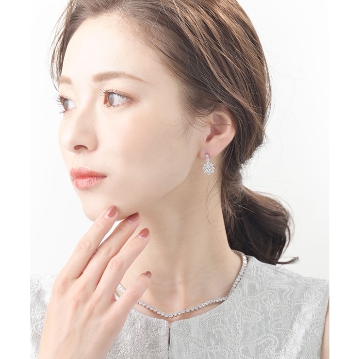 オーバル型ビジューピアス キュービックジルコニア ステンレスポスト | VINGTAINE | 詳細画像4 