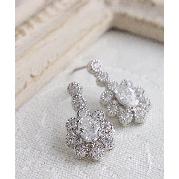 オーバル型ビジューピアス キュービックジルコニア ステンレスポスト | VINGTAINE | 詳細画像7 