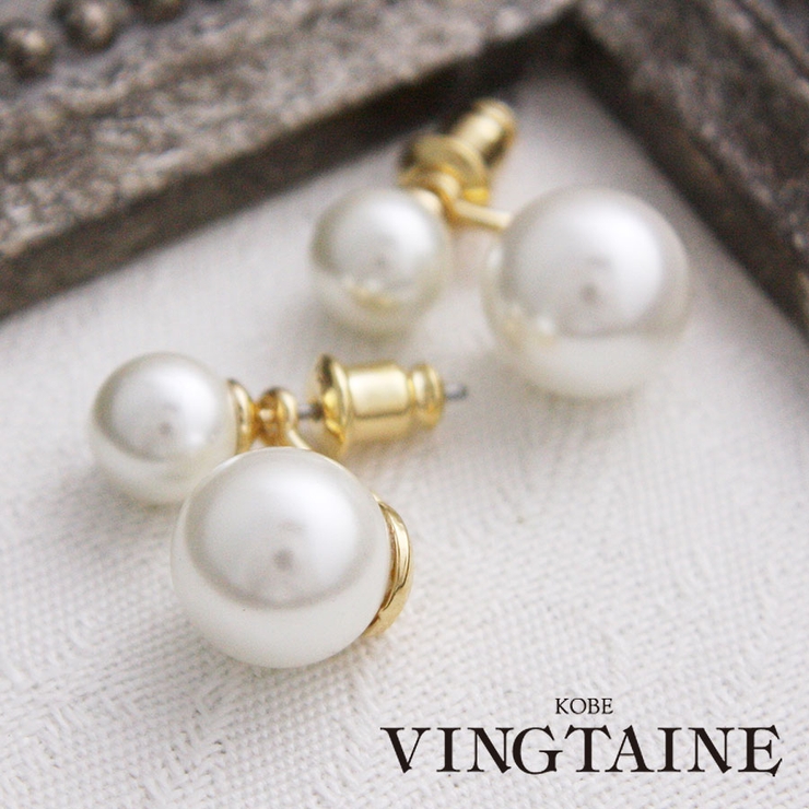 セパレートパールピアス/バックキャッチピアス/ダブル/結婚式 P2-670 | VINGTAINE | 詳細画像1 
