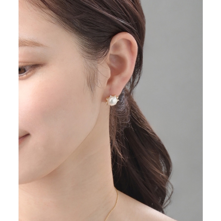 一粒淡水パール×キュービックジルコニアピアス イヤリング 結婚式 | VINGTAINE | 詳細画像3 