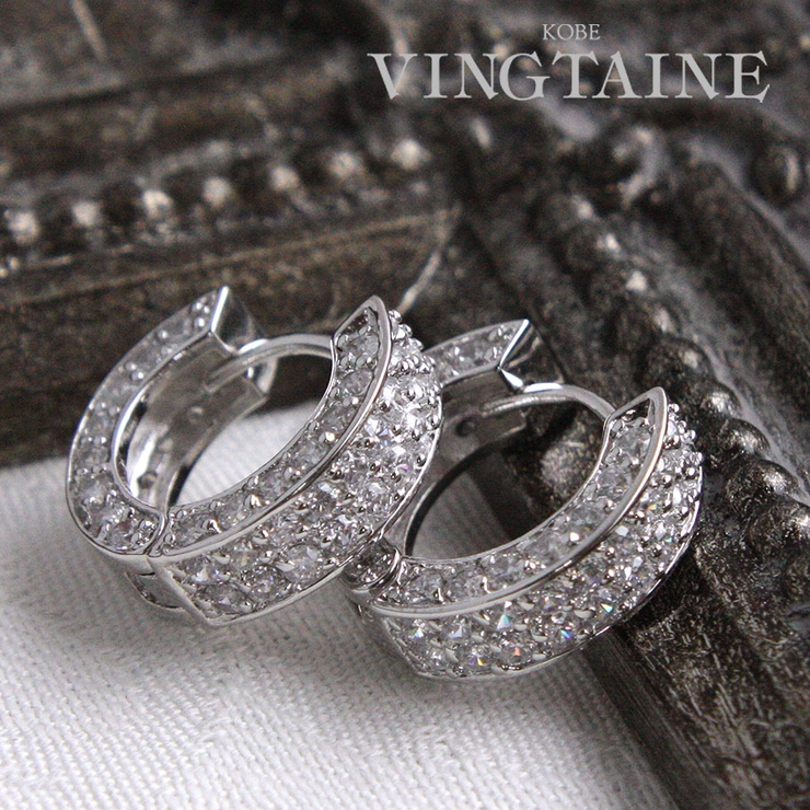 キュービックジルコニアリングピアス/パヴェ/キュービックジルコニア P2-7 | VINGTAINE | 詳細画像1 