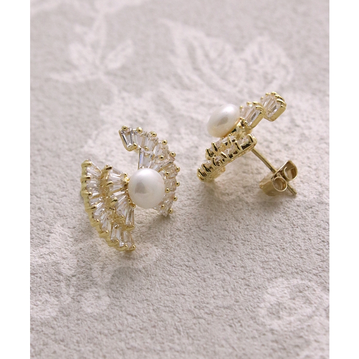 パール×ビジューリボンピアス キュービックジルコニア 可愛い | VINGTAINE | 詳細画像11 