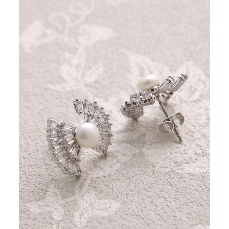 パール×ビジューリボンピアス キュービックジルコニア 可愛い | VINGTAINE | 詳細画像12 