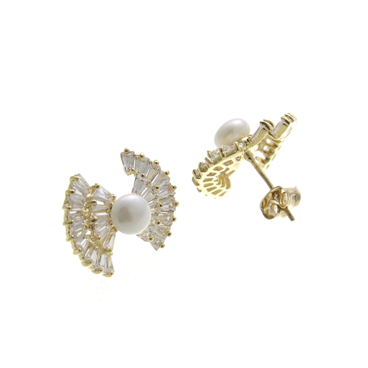 パール×ビジューリボンピアス キュービックジルコニア 可愛い | VINGTAINE | 詳細画像5 
