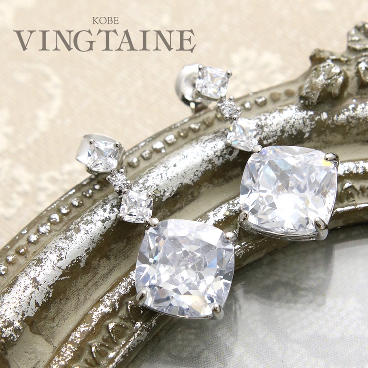 キュービックジルコニアピアス 3粒 CZ | VINGTAINE | 詳細画像1 