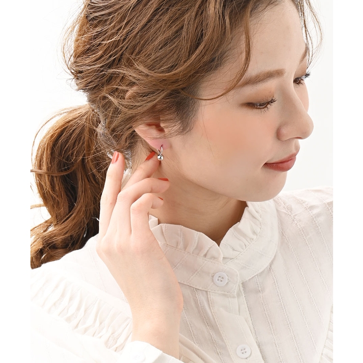 ミニメタルボール付きリングピアス アクセサリー フープ | VINGTAINE | 詳細画像8 