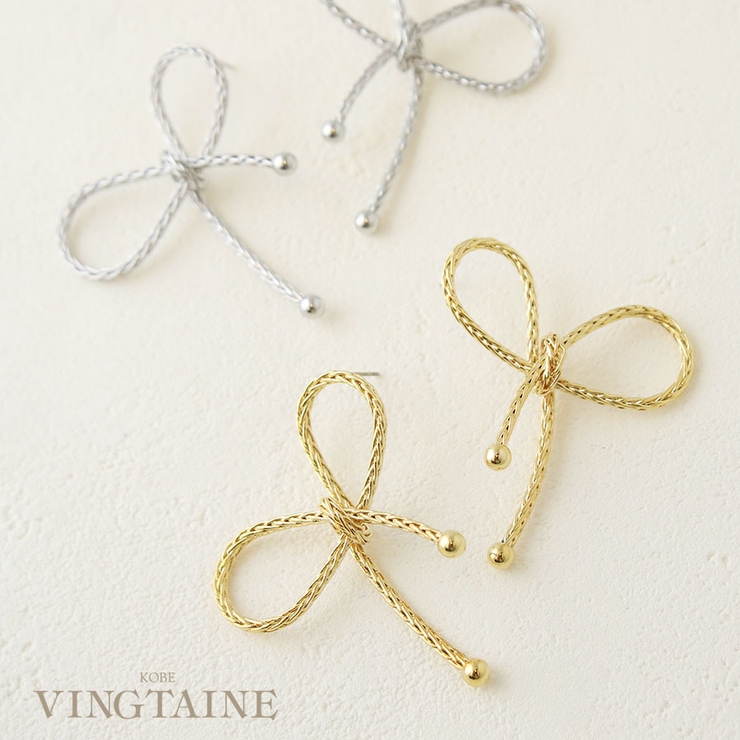 ピアス リボン メタル | VINGTAINE | 詳細画像1 