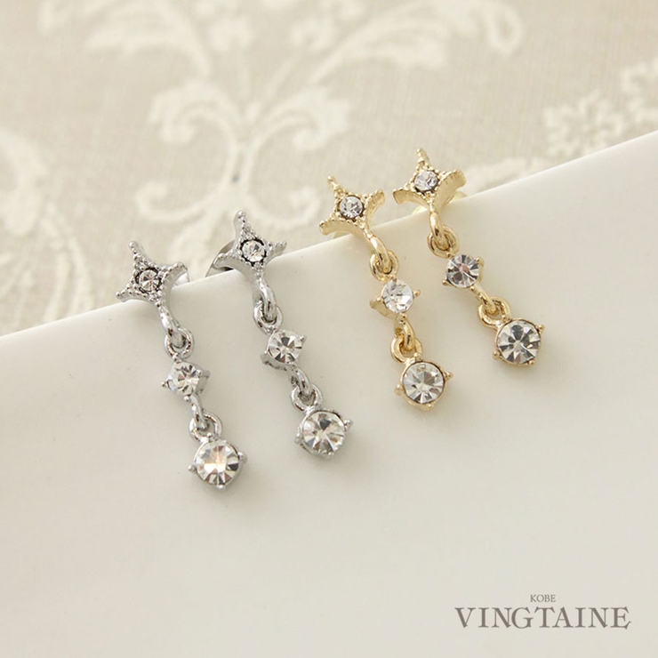 ラインストーンピアス イヤリング 揺れる | VINGTAINE | 詳細画像1 